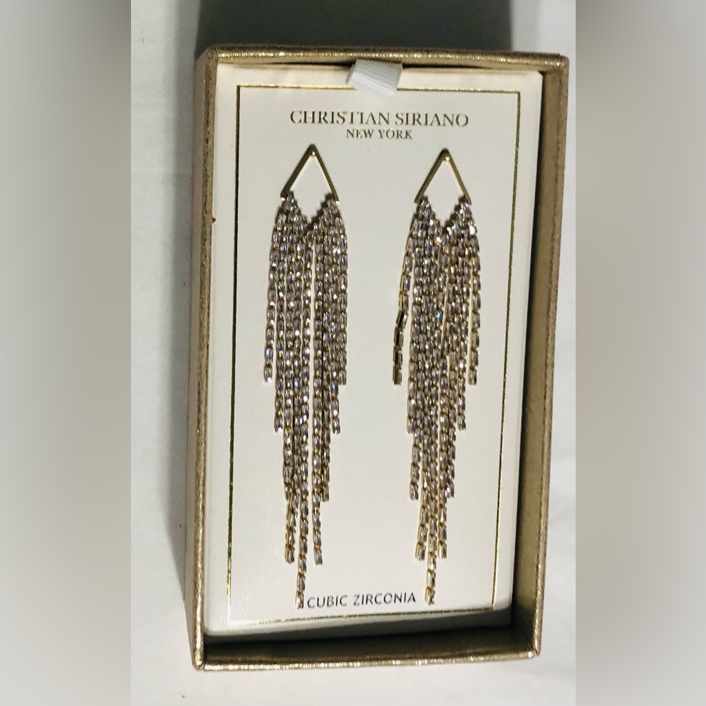 Christian Sriano New York Cubic Zirconia Long Earrings.